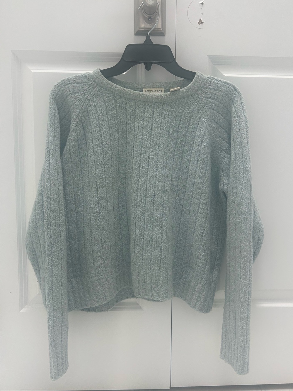 Womenās medium Ann Taylor light blue Ribbed Crewneck Sweater